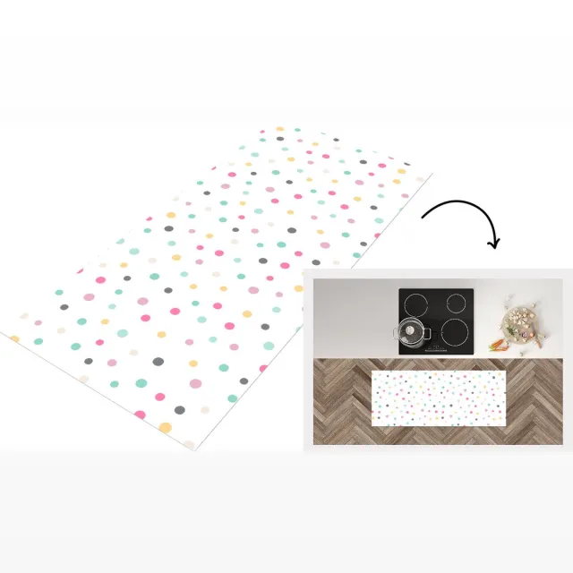 KitchenYeah Keukenloper - Loper keuken - Confetti - Pastel - Patronen - 120x50 cm - Keukenloper vinyl Multicolor