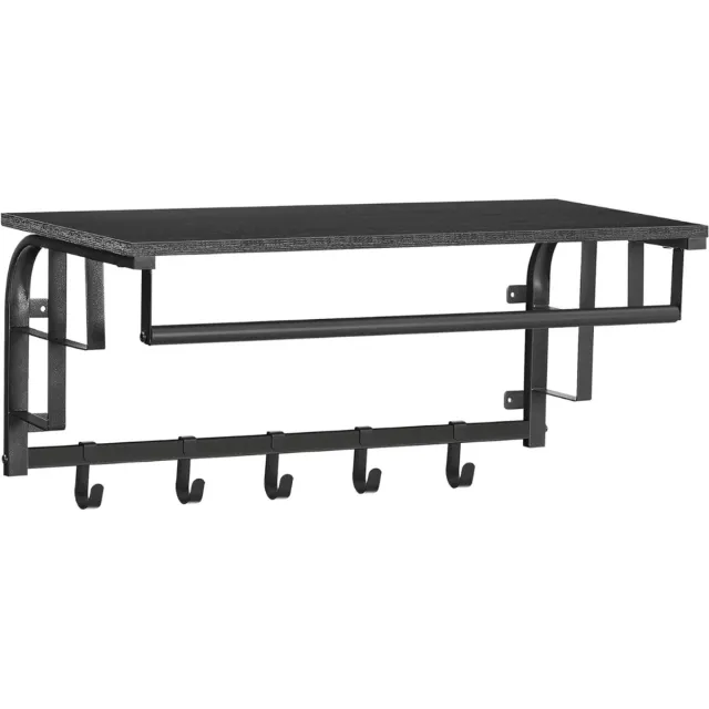 Gtb Wandkapstok met Hoedenplank - Kapstok - Wandkapstok - Zwart - 66cm x 30cm x 27cm