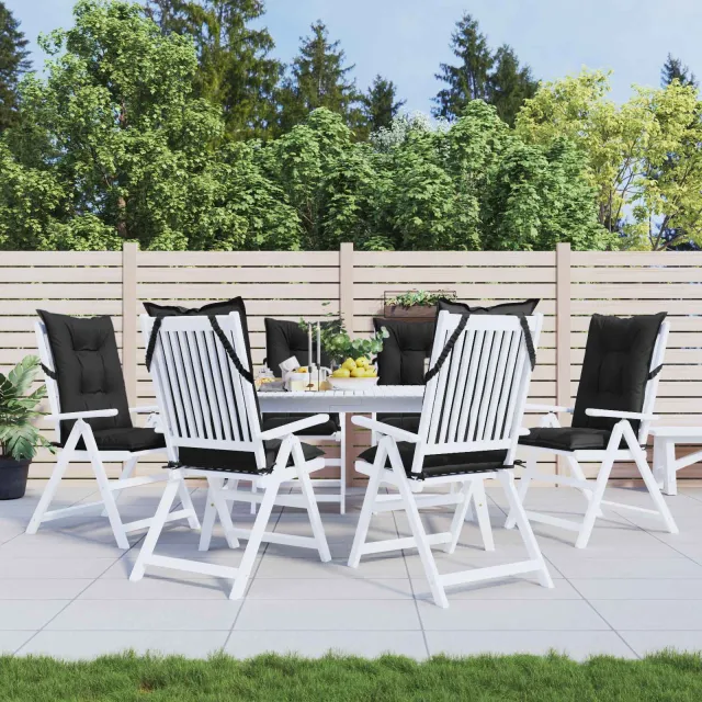 vidaXL Hooge Rug Stoelkussens Set 6 st Polyester Melange Zwart