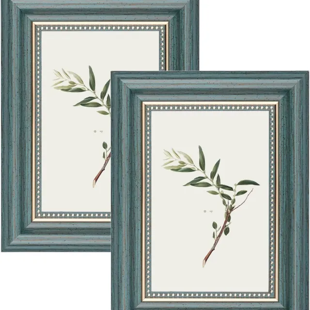 Huttutu Fotolijst - Vintage Fotolijstjes - Shabby Chic Retro Lijsten - Staand en Hangend - 2 stuks - 15x10 cm - Groen