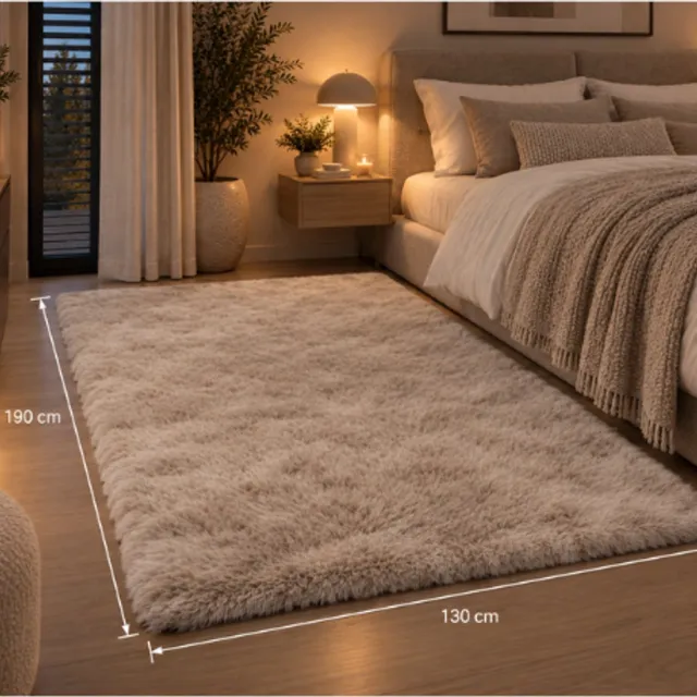 NCD Extra zacht imitatiebont vloerkleed 130 x190 cm beige