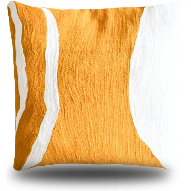Urbane Hide Kussens woonkamer | kussenhoes 45x45cm | kussensloop | sierkussens | cushion cover | katoen | full hand embroidery chain Bruin