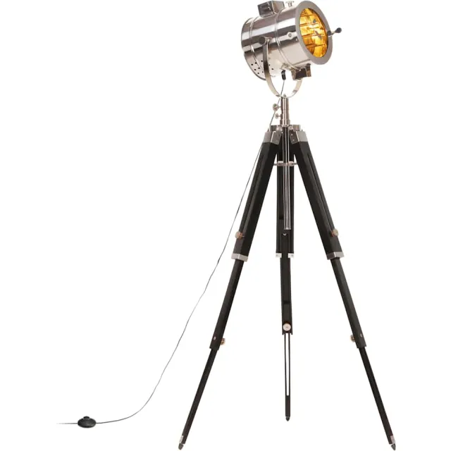 vidaXL Vloerlamp driepoot 165 cm massief mangohout Zwart