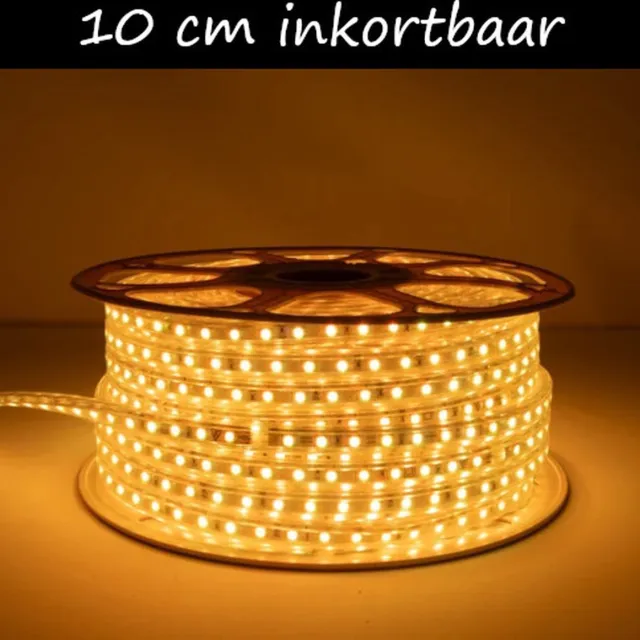QUALEDY LED Strip 230V - Oranje - inkortbaar per 10cm - 120LEDs/m - 560Lm/m - IP65 - Dimbaar - 2 meter