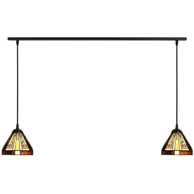 Coloured by Art 2 x Tiffany Rising Sun Small lampen aan plafondbalk - Art Deco Trade Zwart