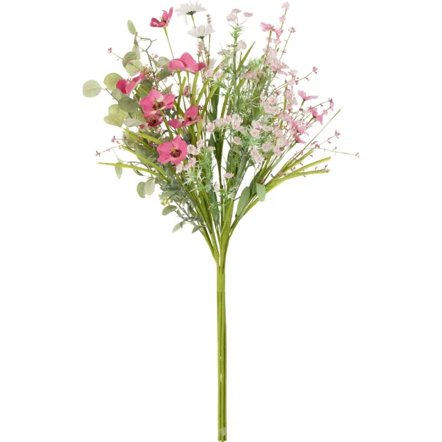 J-Line boeket Mix Bloemen - kunststof - roze