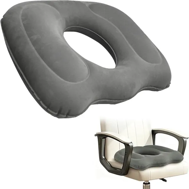 KZQ Opblaasbaar Orthopedisch Donut Zitkussen Grijs Verstelbaar Luchtkussen Voor Bureaustoel Rolstoel En Langdurig Zitten Comfortabel Met Drukverlichting