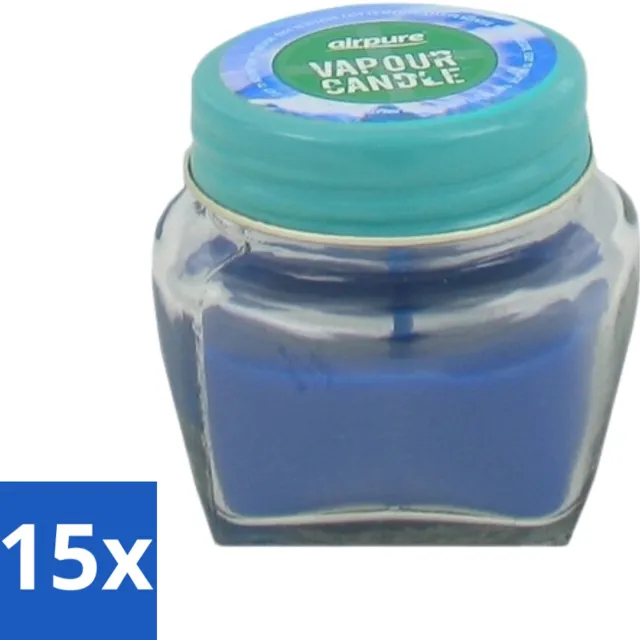 Airpure 15 x Airpure - Kaars Tegen Verkoudheid - Geurkaars - Verlichting bij Verkoudheid - 28,5 g - Voordeelverpakking - 15 stuks blauw
