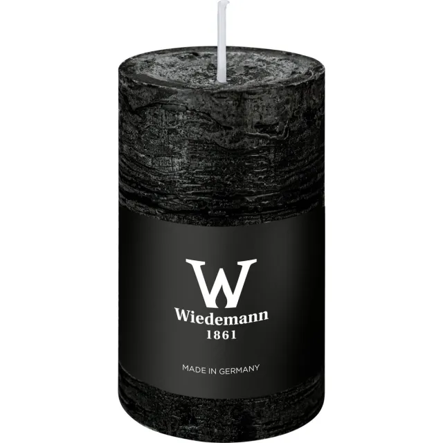 Wiedemann Cilinderkaars/stompkaars - rustieke kaars - zwart - 6 x 9 cm - 30 branduren