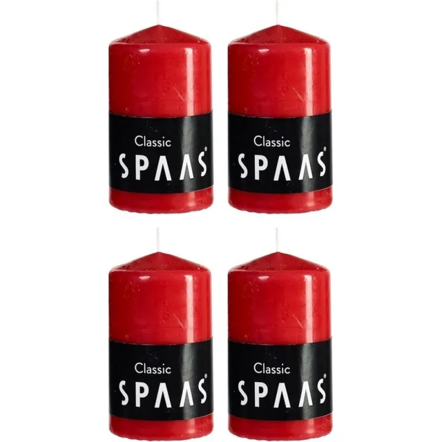 Spaas Cilinderkaars/stompkaars - rood - 4x - 6 x 10 cm - 25 branduren - horeca kaarsen