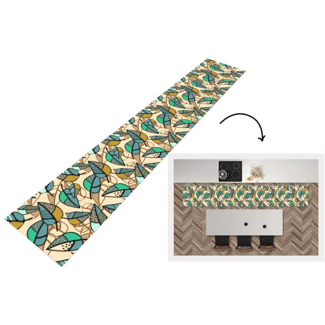 KitchenYeah Keukenloper - Loper keuken - Bladeren- Bohemian - Natuur - Patronen - Keukenloper vinyl Multicolor