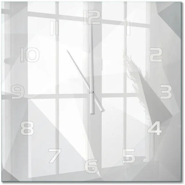 TULUP Wandklok - Abstracte achtergrond Glazen Wandklok Design - 60x60 cm - Wit Klok Glas Met Opdruk - Witte handen - Vierkante Klok - Wandklok Glas Met Motief - Decoratieve Glazen Klok