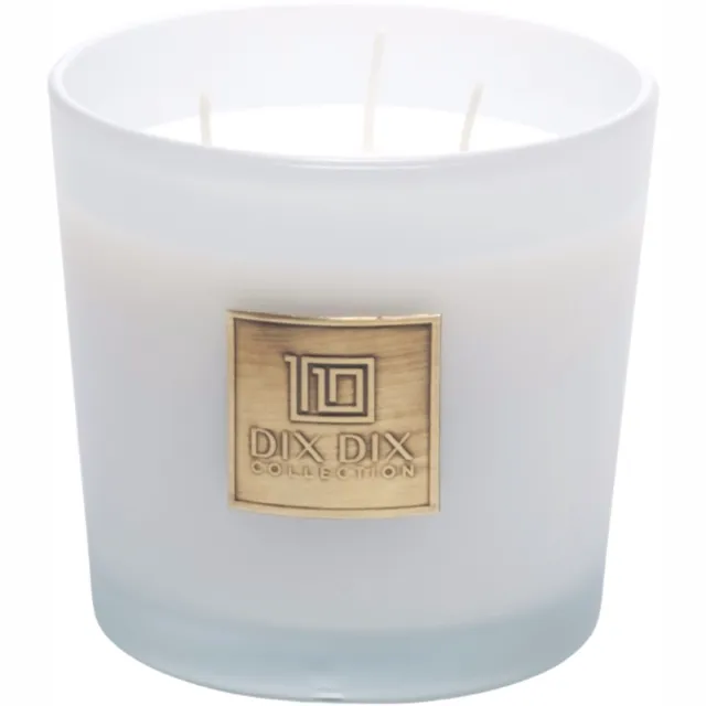 Collection DIX DIX collection - Geurkaars CALME (450g) - Natuurlijke koolzaadwas - Luxe geurkaars in glas - Fris & Groen - Handgemaakt in Nederland Wit