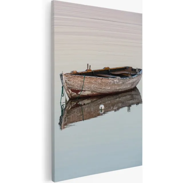 Saammp Canvas Schilderij - Eenzame boot- Abstract - 100x150 - Foto op canvas - Wanddecoratie - Muurdecoratie Woonkamer - Slaapkamer decoratie - Canvas Print Multicolor