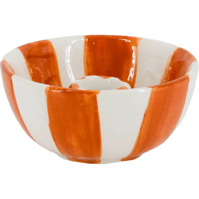 Homebound by Kolony Kaarsenstandaard keramiek stripes oranje