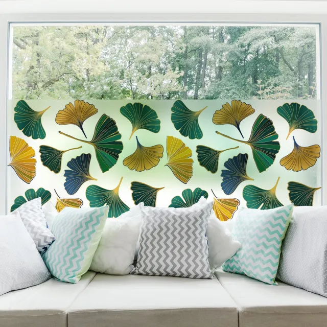 Ambiance Sticker Privacy raamfolie - Herfst ginkgo bladeren - Stickers voor ramen en douchedeuren - 40x100cm