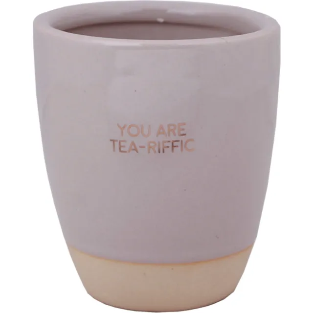 My Flame Lifestyle MY FLAME - Sojakaars in theekop - YOU ARE TEA-RIFFIC - Geur: Relaxing Chamomile - Maat: D9 - H10 cm - Branduren: 60u Beige/grijs