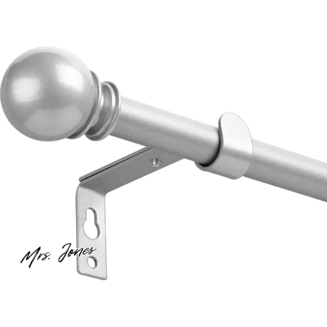 Mrs. Jones Uitschuifbare Enkele Gordijnroede 70-190 cm - Voor Ooggordijnen - Geschikt Voor Woonkamer Badkamer Slaapkamer - Zilver - 16 mm Dikte . multi-color