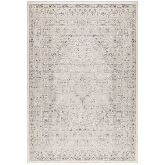 Dutch XXL Vintage Vloerkleed | Tapijt | Vista | Medaillon | Zilver | 200x290 cm