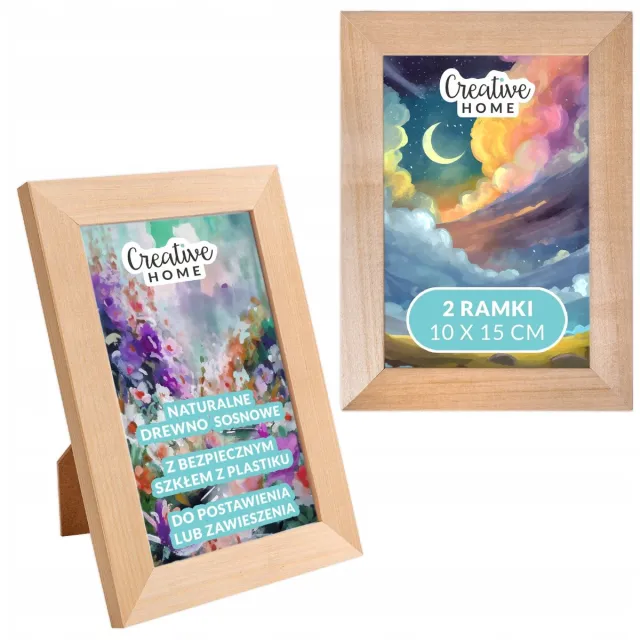Creative Home Houten fotolijsten 2 stuks 10x15 cm - Natuurlijk design