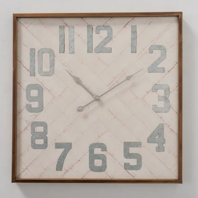 Boltze Klok - wandklok - 50x50cm - Metaal - industrieel - landelijk - Wit - Goud.