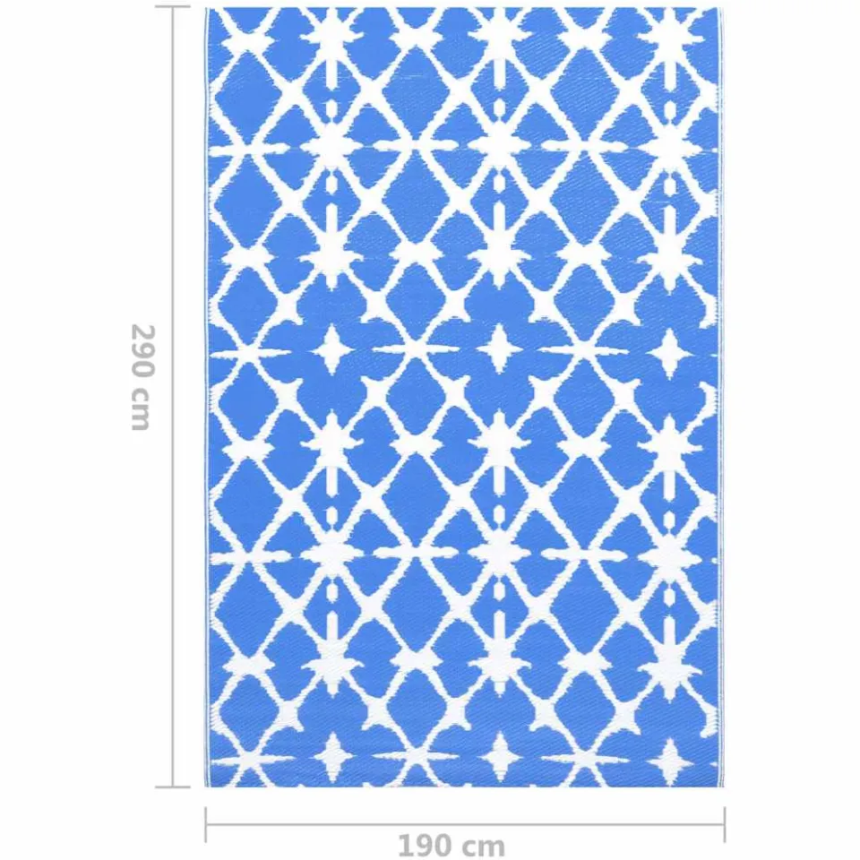 vidaXL Buitenkleed ARAKIL 190x290 cm PP blauw en wit, foto 3