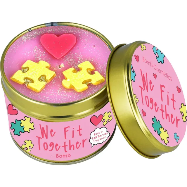 Bomb Cosmetics "We Fit Together" kaars in Blik Rose