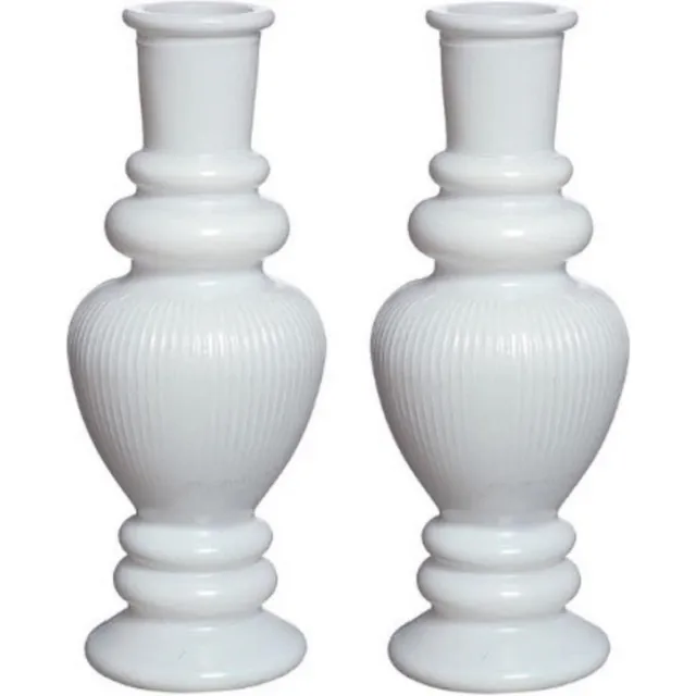 Ideas 4 Seasons Kaarsen kandelaar Venice - 2x - gekleurd glas - ribbel wit - D5,7 x H15 cm