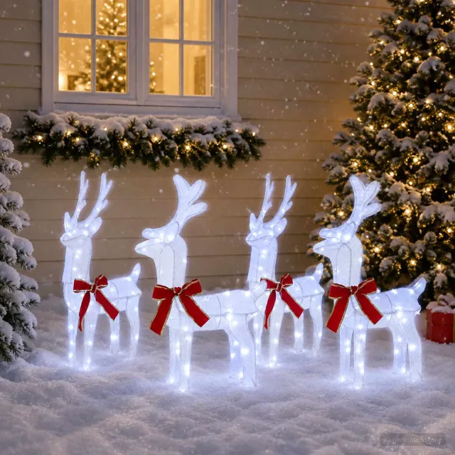 vidaXL Kerst Rendier 4 st 160 LED's Koel wit