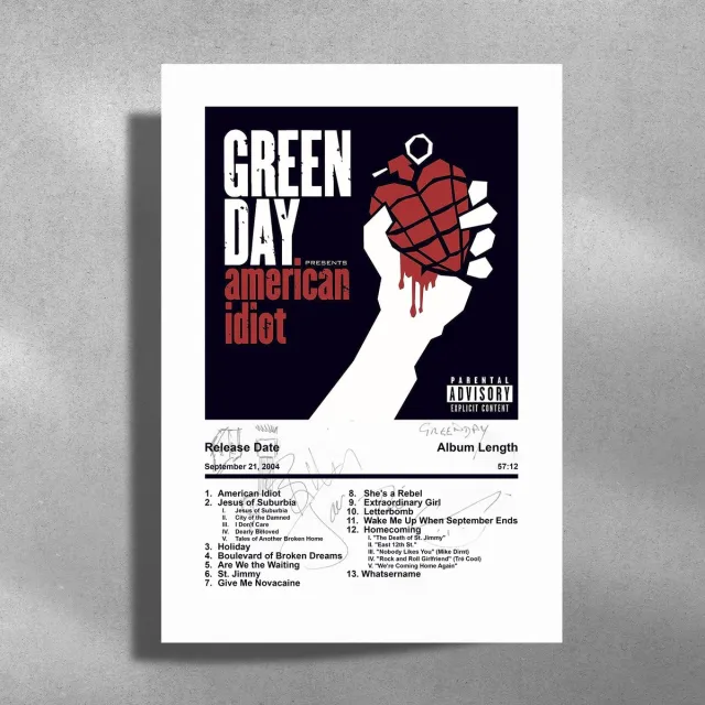 Luxe poster Green Day - American Idiot - Metalen Poster 30x40cm - album cover zwart