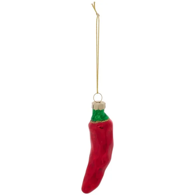 Feeric lights & Christmas Rode glazen dennenboomhanger met chilipeper, 9 cm Rouge