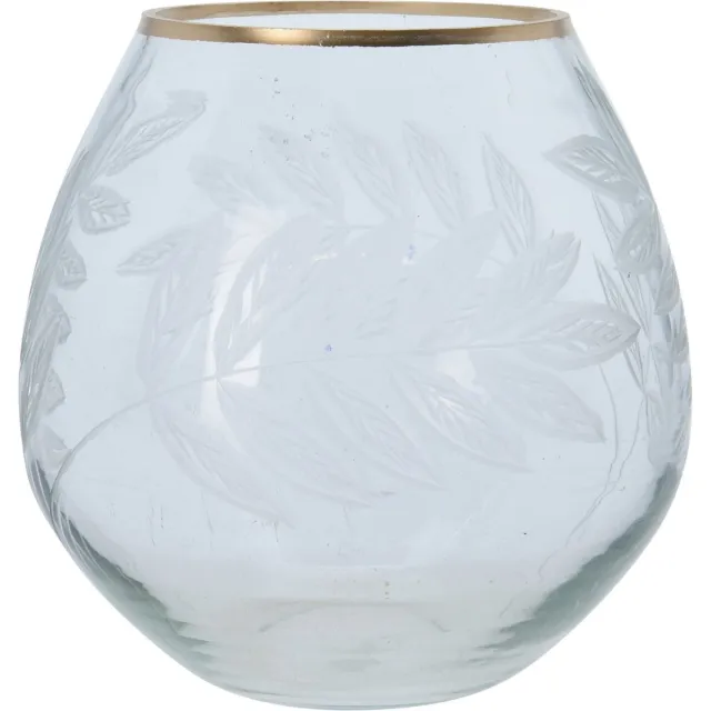 H&S Theelichthouder 10 cm Met Bloem met goudenrandje - 6 stuks Glas/Goud