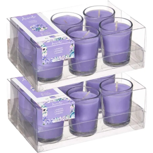 Arte r Arte regal geurkaarsen - 12x - lavendel geur - paars - 8 branduren - in glas - aroma kaars