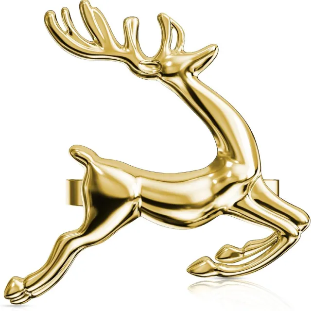 HisKes 12 Pcs gouden rendiervormige servetringen van duurzame legering - feestelijke tafeldecoratie voor kerst en diverse feestdagen