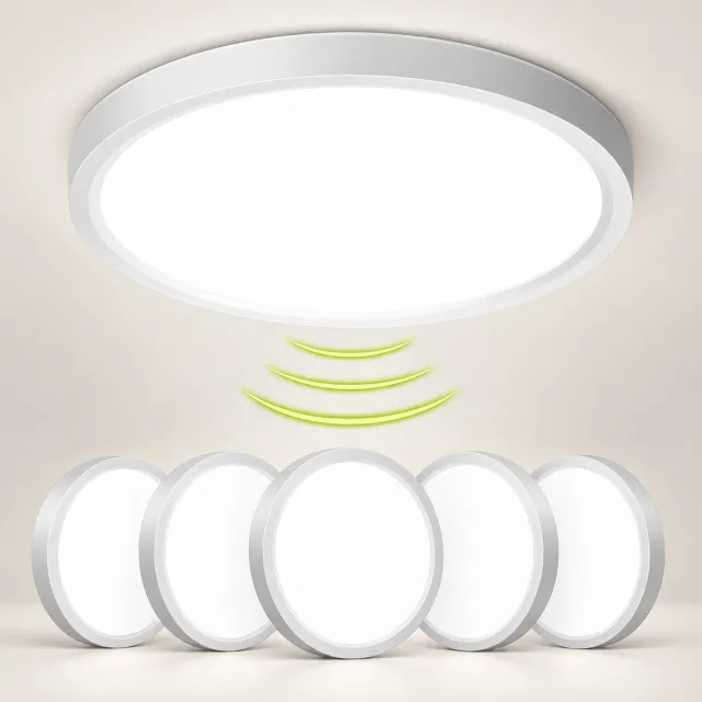 LOVHAUS 5 Stuks LED Plafondlampen met Bewegingssensor - 23 cm - 18W - 4000K - Ultradun Wit