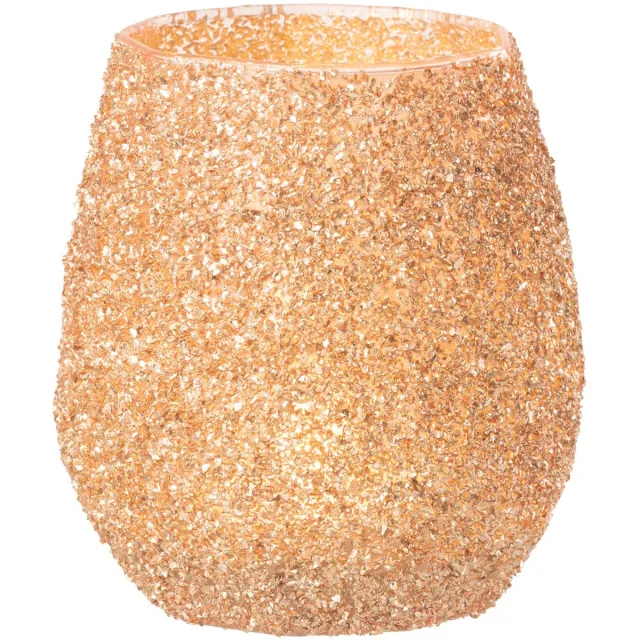 J-Line theelichthouder - glas - perzik - large Oranje
