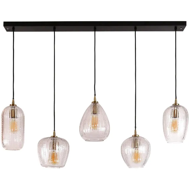 Nest of Nora Hanglamp 5-lichts voor boven eettafel - Diamant glas Zilver