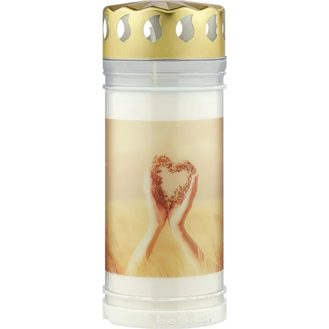 Bolsius Herdenkingslicht - Met deksel - Krans - 120 branduren Beige