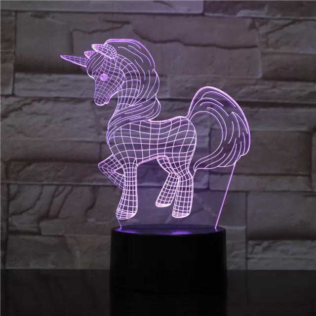 MC Living 3D Led Lamp Met Gravering - RGB 7 Kleuren - Unicorn