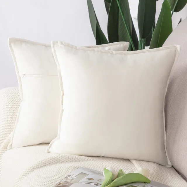 Madizz Fluwelen Sierkussenhoezen - Set van 2 - Voor bank en slaapkamer - Wit 45x45 cm Vierkant