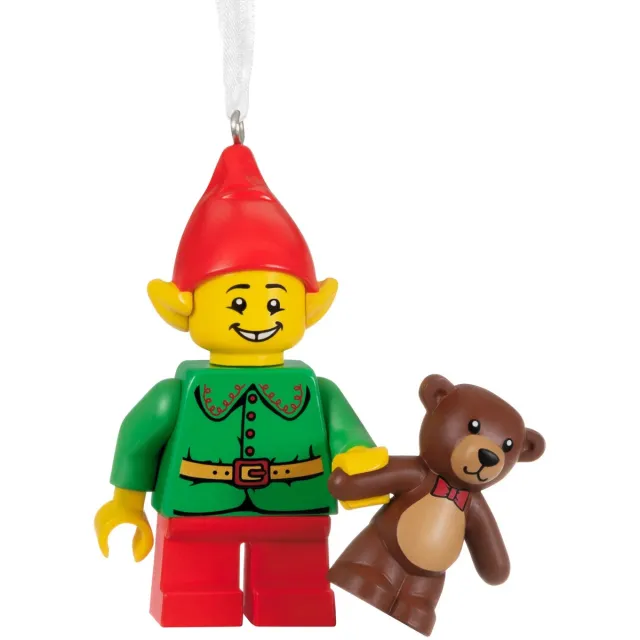 Hallmark Kerstornament – LEGO® Elf met Teddybeer groen, roood