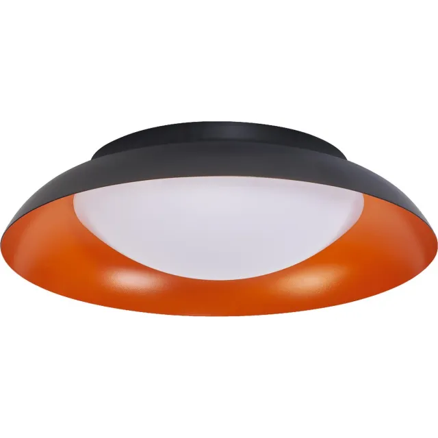 LEDVANCE Orbis Plate LED plafondlamp, zwart-oranje, 19W, 1000lm, 3000K, 310mm, 830 vriendelijk warm wit, dimbaar in 3 niveaus door te trappen, IP20 bescherming, inclusief montageschroeven en pluggen Zwart|Geel