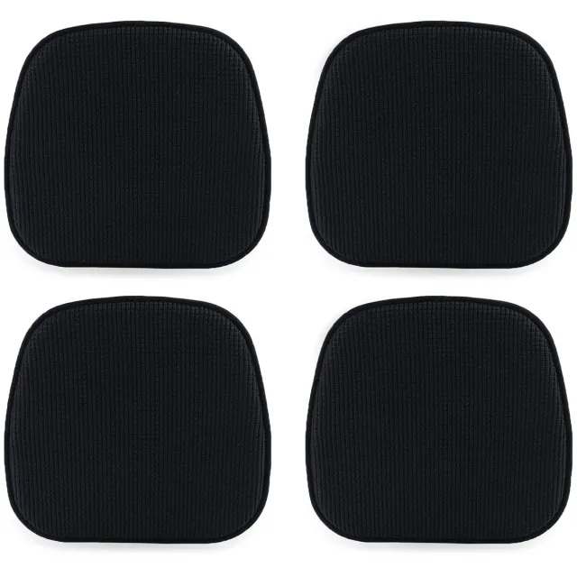 Ibenzoa Set van 4 stijlvolle antislip stoelkussens met fluwelen bekleding voor binnen en buiten gebruik Stoelonderdelen zwart