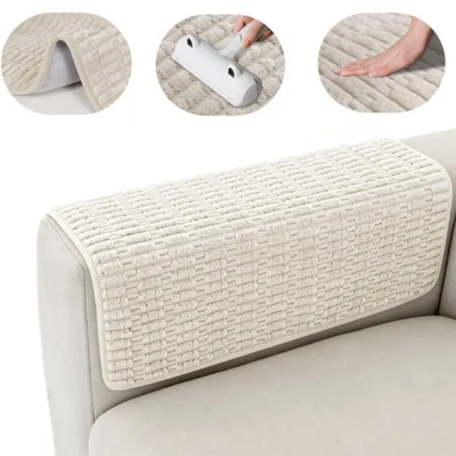 Flintry 2 Stuks 51x51cm Corduroy Armleuningbeschermer - Antislip Wasbare Bankarm Beschermhoes voor Bank en Fauteuil - Meubelbescherming tegen Krassen - Vlekken en Slijtage - Comfortabel Woonkamer Accessoire - Beige Wit Beige Wit:51*51cm