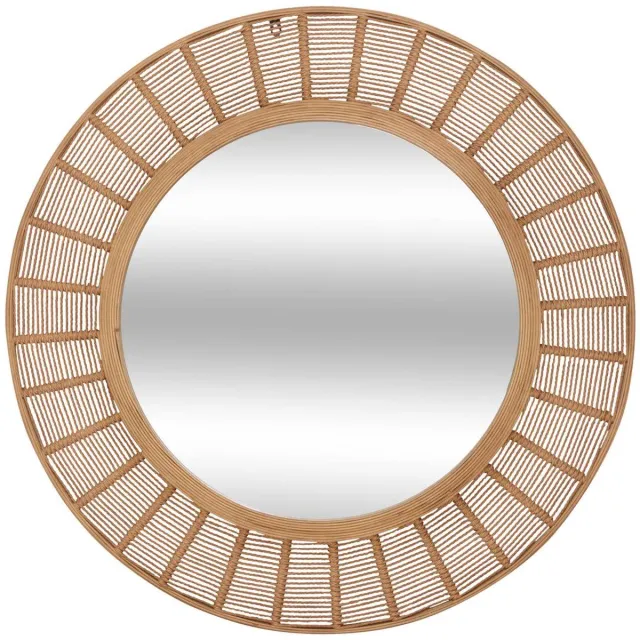 Atmosphera Créateur d'intérieur® Ronde spiegel met gevlochten bamboeframe ZELIE Marron caramel