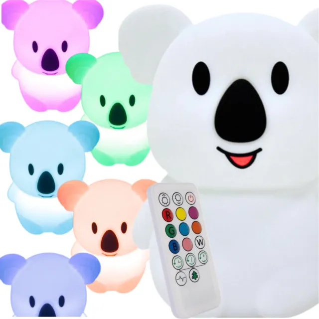 Starky Silliconen Nachtlamp - Koala - Draadloos - Kleuren Verandering Wit