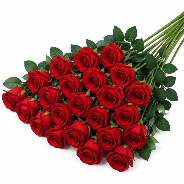 RedParrot Set van 20 Kunst Rozen Rood - 52CM - Realistisch - Roos Boeket - Bloemen