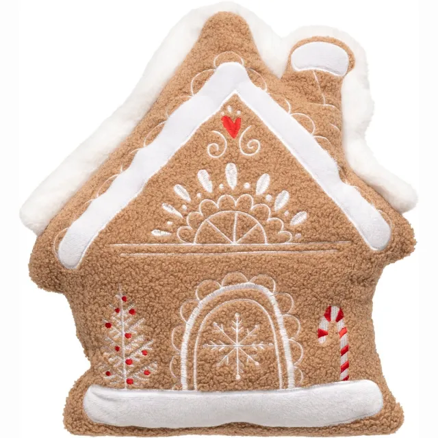 Fééric Lights and Christmas Sierkussen Peperkoeken Huisje - 35x40cm - Bruin