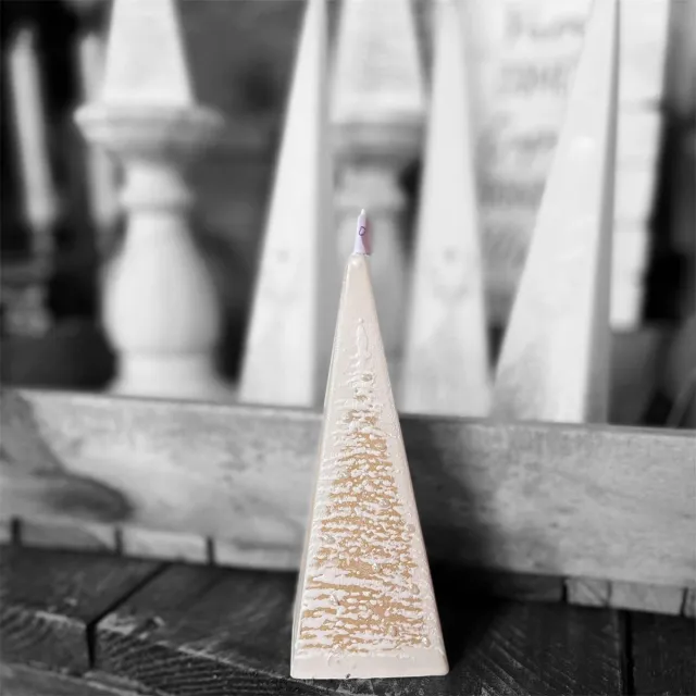 Hädicke Kerstkaars | Piramide | gouden spar | wit | 15 cm