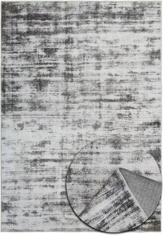 TESSO LIVING Modern Abstract Vloerkleed - Zacht - Machinewasbaar Tapijt- Antislip - Premium Polyester Vezels - Zilver - 120cm x 160cm